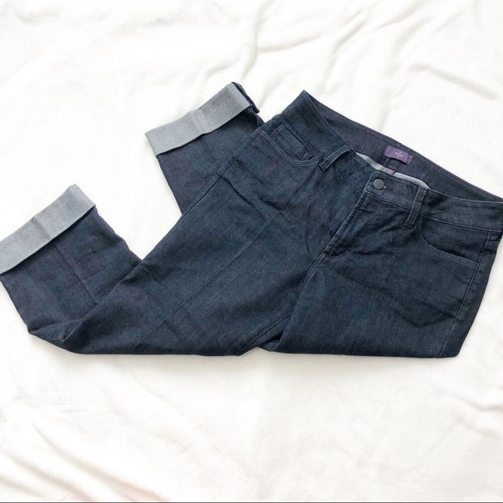 NYDJ lift tuck crop rhinestone dark blue denim 8